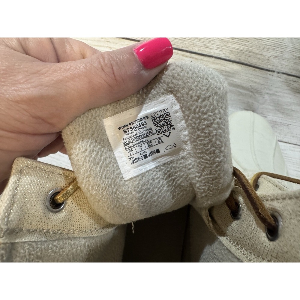 Sperry Rain Duck Boots Saltwater Canvas Rubber Oat Gold 9.5 Great Deal - Picture 5 of 7